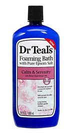 Bundle of Dr Teals Calm & Serenity with Rose Essential Oil (Made with Milk Protein): Pure Epsom Salt Soaking Solution 3 LBS & Foaming Bath 34 FL OZ