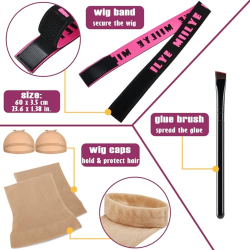 Clear Wig Bond Glue 1.7oz/50ml with Wig Band, Wig Caps |Swimming Allowed| Waterproof Wig Glue for Front Lace Wig Extremely Strong Hold Lace Glue for Wigs, Wig Install Kits (1.7oz Wig Glue kit)