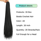 Crochet Box Braids Hair 7 Packs 30 Inch Pre Looped Goddess Boho Crochet Hair for Black Women (30 inch, 1B)