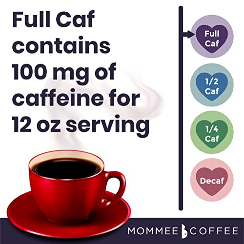 Mommee Coffee Full Caf Low Acid Whole Organic Coffee Beans - 100% Arabica Organic Full Caff Coffee Beans with Smooth Caramel Flavor - Medium Roast - 11 oz