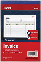 Adams Invoice Book 3 Pack, 2 Part Carbonless Invoices, Horizontal Sales Slip, 5-9/16 x 8-7/16 Inches, 50 Sets per Book (DC5840-3)