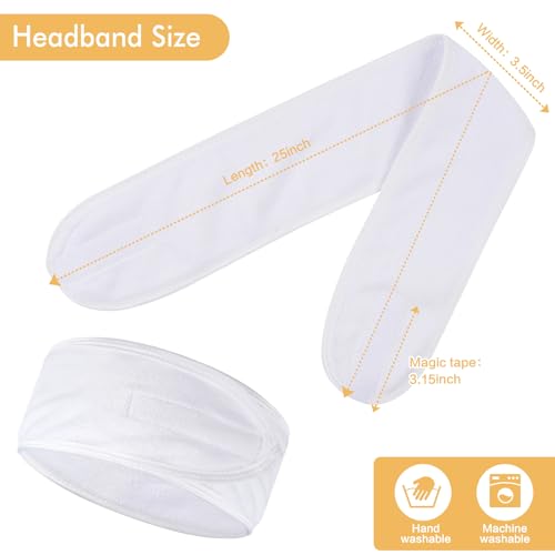 SINLAND Spa Headband for Women 6 Counts Adjustable Makeup Hair Band with Magic Tape,Head Wrap for Face Care, Makeup and Sports