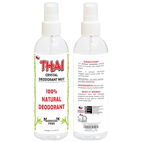 2-PACK Thai Deodorant Crystal Mist Spray (8 Oz) Whole Body Natural Crystal Salt Deodorant Spray for Women Men & Teens