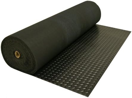 Rubber-Cal Diamond-Plate Rubber Flooring Rolls - 3 mm x 4 ft x 2.5 ft Rolls - Black