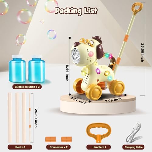Automatic Bubble Machine for Toddlers: Portable Dog Bubble Maker Blower Toys for 3 4 5 6 Year Old Boy Girl Kids Outdoor Toys for Easter Party Birthday