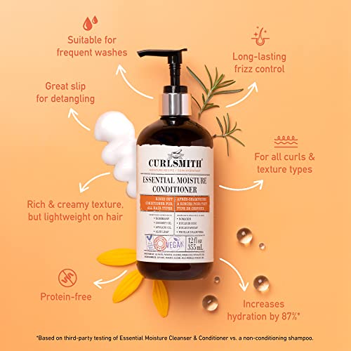 CURLSMITH - Essential Moisture Conditioner, Lightweight Frizz Control for Wavy, Curly and Coily Hair, Vegan