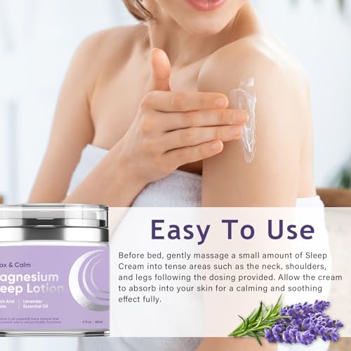 Magnesium Lotion, Topical Magnesium Lotion for Kids and Adults, Natural Calming Cream Support for Sleep, Stress Relief & Calm Mood