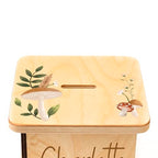 Wooden Piggy Bank for Kids and Adults, Personalized Gift Handmade in USA by BloomOwl, Custom Piggy Bank, Personalized Banks for Kids, Gifts for Baby Boys and Girls (Mushroom)