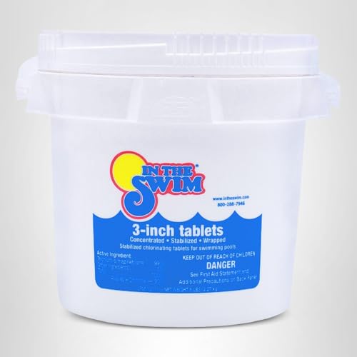 In The Swim 3 Inch Stabilized Chlorine Tablets for Sanitizing Swimming Pools - Individually Wrapped, Slow Dissolving - 90% Available Chlorine - Tri-Chlor - 50 Pounds - 2 Pack