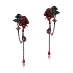 Gothic personality Red rose earrings Fashion long tassel earrings for women M3626