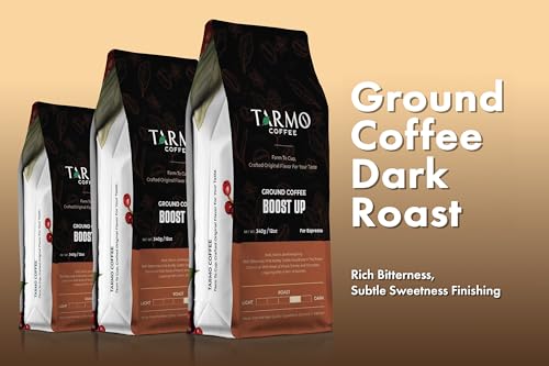 Tarmo Coffee | BOOST UP - Low Acid Ground Coffee, Vietnamese Coffee, Premium Arabica & Robusta Blend, Dark Roast Coffee, 12 Oz Bag