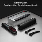 TYMO Porta Cordless Hair Straightener Brush | Mini Portable Straightening Brush for Travel | Negative Ion Hair Straightener Styling Comb | USB Rechargeable Feature | Safety Anti-Scald Design