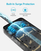Surge Protector Power Strip (2100J), Anker 12 Outlets with 1 USB C and 2 USB Ports foriPhone 15/15 Plus/15 Pro/15 Pro Max, 5ft Extension Cord, Flat Plug, 20W USB C Charging for Home, Office,TUV Listed