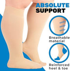 ABSOLUTE SUPPORT (3 Pairs) Plus Size Compression Socks for Women and Men Circulation 20-30mmHg - Graduated Support Knee High for Swelling, Achilles Tendon, Thrombosis - Beige, 7X-Large - A501BE10-3