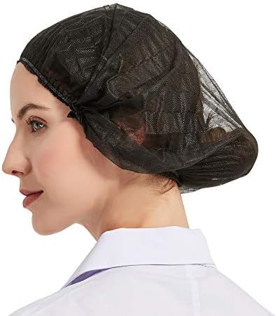 ProtectX 500-Pack Black Disposable Hair Nets, Elastic Head Cover, Bouffant Caps, Sanitation Head Cover for Food Service, Spa Men & Women - 21 inch