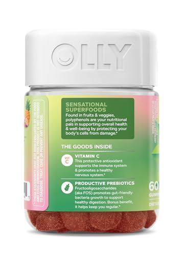 OLLY Supergood Superfoods Gummies, Supports Immune & Digestive Health,* 15 Superfoods, Prebiotics, Vitamin C, Tropical Bliss Flavor, 20 Day Supply - 60 Count