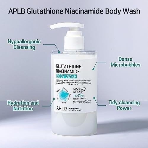 APLB Glutathione Niacinamide Body Wash | LIPO GLUTA NIAC CEN™ 5.3% 10.14 FL.OZ/Korean Skincare, Gentle Ingredients for The Safety of Your Skin, Long Lasting deep Moisture for Soft Skin