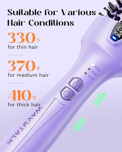 Wavytalk Thermal Brush, Blowout Express 1.5 Inch Negative Ion Thermal Round Brush Creates Blowout Look, lonic Frizz Reduction Makes Hair Smoother (Lavender Purple)