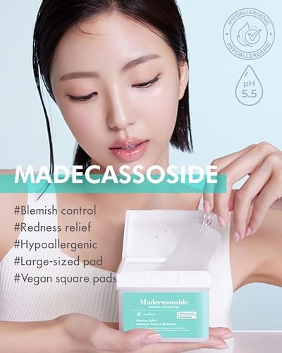 DERMAL Madecassoside Blemish Control Pad - Korean Toner Pad for Blemish & Tone Improvement with Centella Asiatica - Vegan Gauze Tencel Square Pads - High Capacity, 120 Sheets