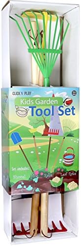 Click N' Play 4-Piece Kids Gardening Set With Shovel, Rake for Yard - Outdoor Toys for Ages 3-8 to Play in Leaves