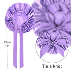 2Pc Silk Bonnet Satin Hair Bonnet With Tie Band for Sleeping Large Bonnets Hair Wrap with Adjustable Straps Hair Shower Cap for Women Curly Braid Hair(Purple+Pink)