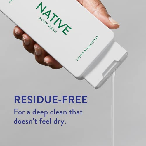 Native Natural Body Wash for Women, Men | Sulfate Free, Paraben Free, Dye Free, with Naturally Derived Clean Ingredients Leaving Skin Soft and Hydrating, Eucalyptus & Mint 18 oz - 2 Pk