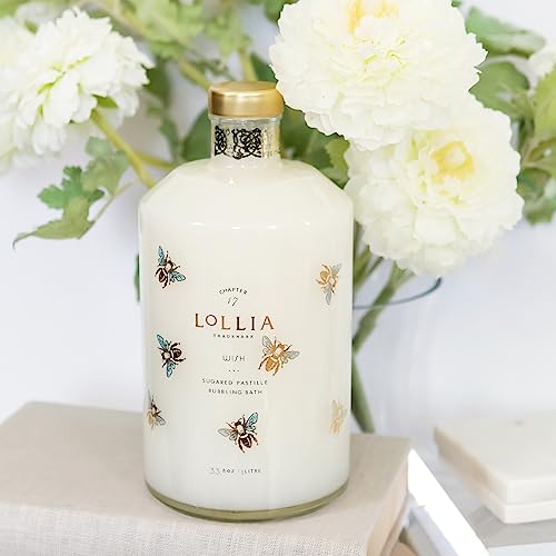 Lollia Wish Bubble Bath, 33.8 fl. oz. – Sugared Pastille Scent – Gentle & Moisturizing Bubble Bath, Hydrating Ingredients, Scented Bubble Bath for Women