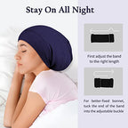 OLESILK Mulberry Silk Bonnet for Men, Mens Bonnet for Curly Hair, 100% Real Silk Hair Bonnet for Sleeping, Night Cap for Frizzy Hair, Navy