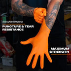 Herkules Grip Heavy Duty 8Mil Orange Nitrile Gloves,3D Raised Diamond Texture-Latex & Powder Free-Industrial, Mechanic