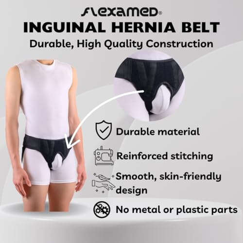 Hernia Gear Double Inguinal Hernia Groin Belt Black (S 26-30)
