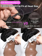 UNICE Bye Bye Knots Wig Body Wave 7x5 Pre Cut HD Lace Front Wigs Human Hair with Elastic Drawstring Balayage Brown Glueless Wig Pre Plucked Bleached Knots Natural Hairline 150% Density 24 Inch