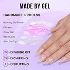 BTArtbox Press On Nails Medium Almond - Fall Press on Nails Chrome Nails, Light Weight & Fit Perfectly Fake Nail with Nail Glue, Nude Glue On Nails in 15 Sizes, Glazed Donut