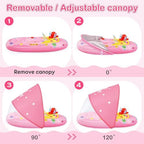 EZIGO Baby Pool Float with Canopy UPF50+ Sun Protection, Inflatable Kids Pool Floats with Ocean Animal Toys for Baby 6-36 Months, Infant Swimming Float with Adjustable Safety Seat for Boys Girls