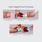 BTArtbox Press On Toenails - Real Square Pearl Chrome Toe Nail Press Ons with Glue for Women, Opaque Fake Toe Nail Tips in 15 Sizes - 30 Toenails Kit, Silky Shine