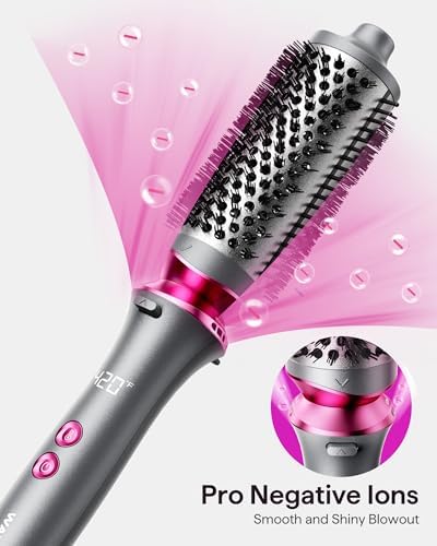 Wavytalk Pro Curling Brush Set, Bilateral Negative Ion Thermal Brush with 3 Sizes Detachable Brush, Dual Voltage Hot Brush Styler One-Step Shiny Blowout Look, Dark Grey