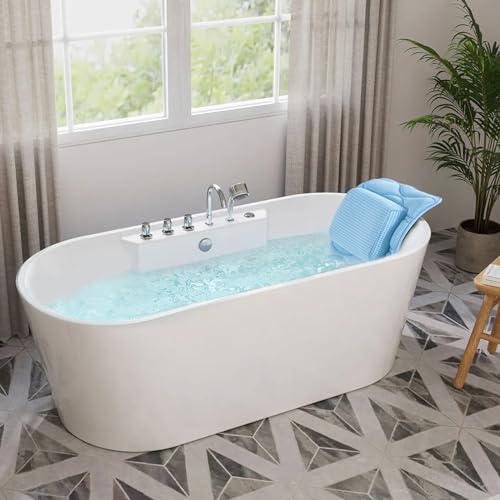 OMYSTYLE Full Body Bath Pillow, Bath Pillows for tub with Mesh Washing Bag & 21 Non-Slip Suction Cups, Spa Bathtub for Head Neck Shoulder and Back Support - 5D Air Mesh & Quick Drying | Blue
