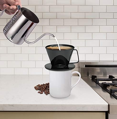 Fino Pour-Over Coffee Brewing Filter Cone, Number 1-Size, Black, Brews 1 to 2-Servings