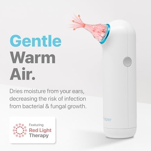 Ear Dryer | USA | Rechargable Ear Water Drying Aid with Red Light Therapy Delivers Gentle Warm Air to The Ear to Combat Annoying Swimmers Ear Infections as an Ear Fluid Remover