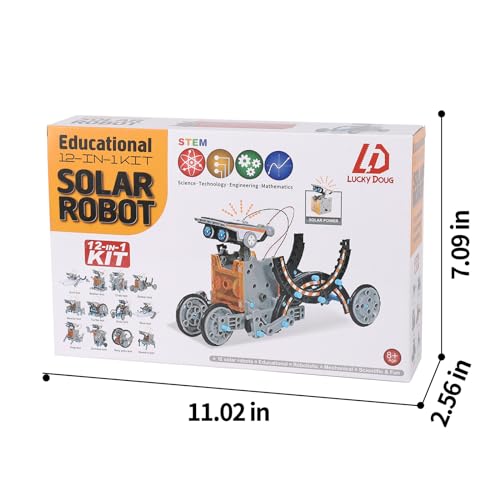 Lucky Doug Solar Power Kits Toys for Boys Ages 8-13, STEM Robot Kit Toys Gifts for Kids 8 9 10 11 12 13 Years, Educational Building Science Experiment Set Birthday for Kids Boys Girls