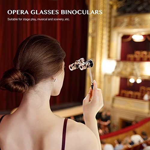 Aomekie Opera Glasses Binoculars 3X25 Theater Glasses Mini Binocular Compact with Handle for Adults Women in Musical Concert（Black）