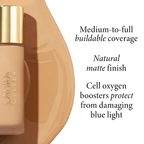 LAURA GELLER Double Take Liquid Foundation | Medium to Full Coverage, Natural Matte Finish, Light