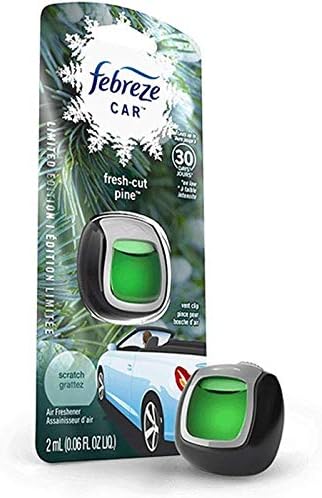 Febreze Car Vent Clip Air Freshener - Limited Edition Holiday Collection - Fresh-Cut Pine - 1 Count Vent Clip Per Package - Pack of 3 Packages Green