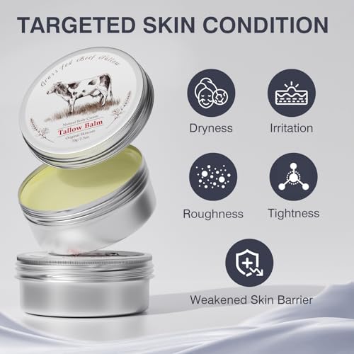 Beef Tallow, Beef Tallow for Skin, Beef Tallow for Face, Grass Fed Beef Tallow, Organic Beef Tallow Balm Face Moisturizer for All Purpose Balm, Natural Beef Tallow Lotion for Skin Care 2 Packs