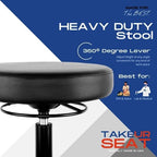 TAKE UR SEAT® 15" Table Height Adjustable Round Seat Stool Heavy Duty Built and Shipped Within 24 Hours, Spa, Medical, Lab, Black (Self-Braking Caster)