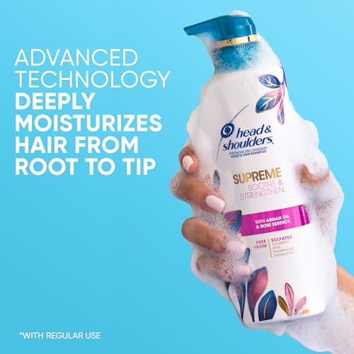 Head & Shoulders Supreme Dandruff Shampoo with Argan Oil, Anti Dandruff Scalp Treatment, Sulfate Free, Soothes Scalp, Deep Moisturization, Controls Itch, Natural Rose Essence, 28.2 Fl Oz