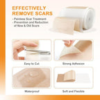 Carbou Silicone Scar Sheets (1.6"x 60"Roll) Medical Silicone Scar Tape Roll,Easy-Tear Soft Silicone Tape for Scars Removal,Reusable Painless Silicone Sheets for Surgery Scars, C-Section, Burn, Keloid