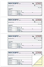 Adams Money and Rent Receipt Book, 2-Part, Carbonless, White/Canary, 7-5/8" x 10-7/8", Bound Wraparound Cover, 200 Sets per Book, 4 Receipts per Page (DC1182)