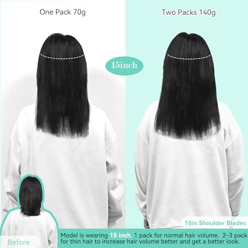 Ukira Medium Brown Hair Extensions Clip in Real Human Hair, 15 Inch 70g 7pcs Clip in Hair Extensions Real Human Hair, Ntural Straight Remy Human Hair Extensions Clip ins for Women