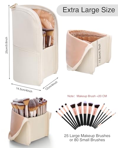 Makeup Brush Case Travel Makeup Brush Holder Portable Makeup Brush Bag Professional Cosmetic Bag Artist Storage Bag Essentials Stand-up Foldable Makeup Cup