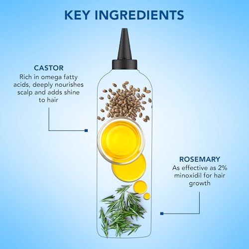 Botanic Hearth Rosemary & Castor Hair Oil (6.7 fl oz) | Nourishing and Strengthening Hair Treatment for Thicker, Healthier-Looking Hair | Paraben Free | Suitable for All Hair Types
